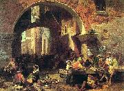 Albert Bierstadt Roman Fish Market, Arch of Octavius oil on canvas